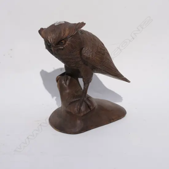 WELL CARVED WOODEN OWL H. 310MM