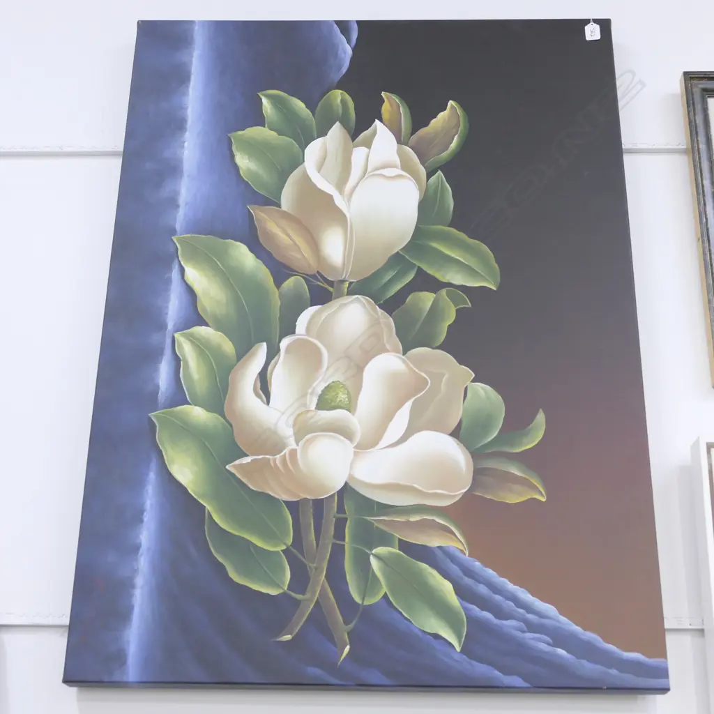 LARGE OIL ON CANVAS MAGNOLIAS H 700 MM Image 1++
