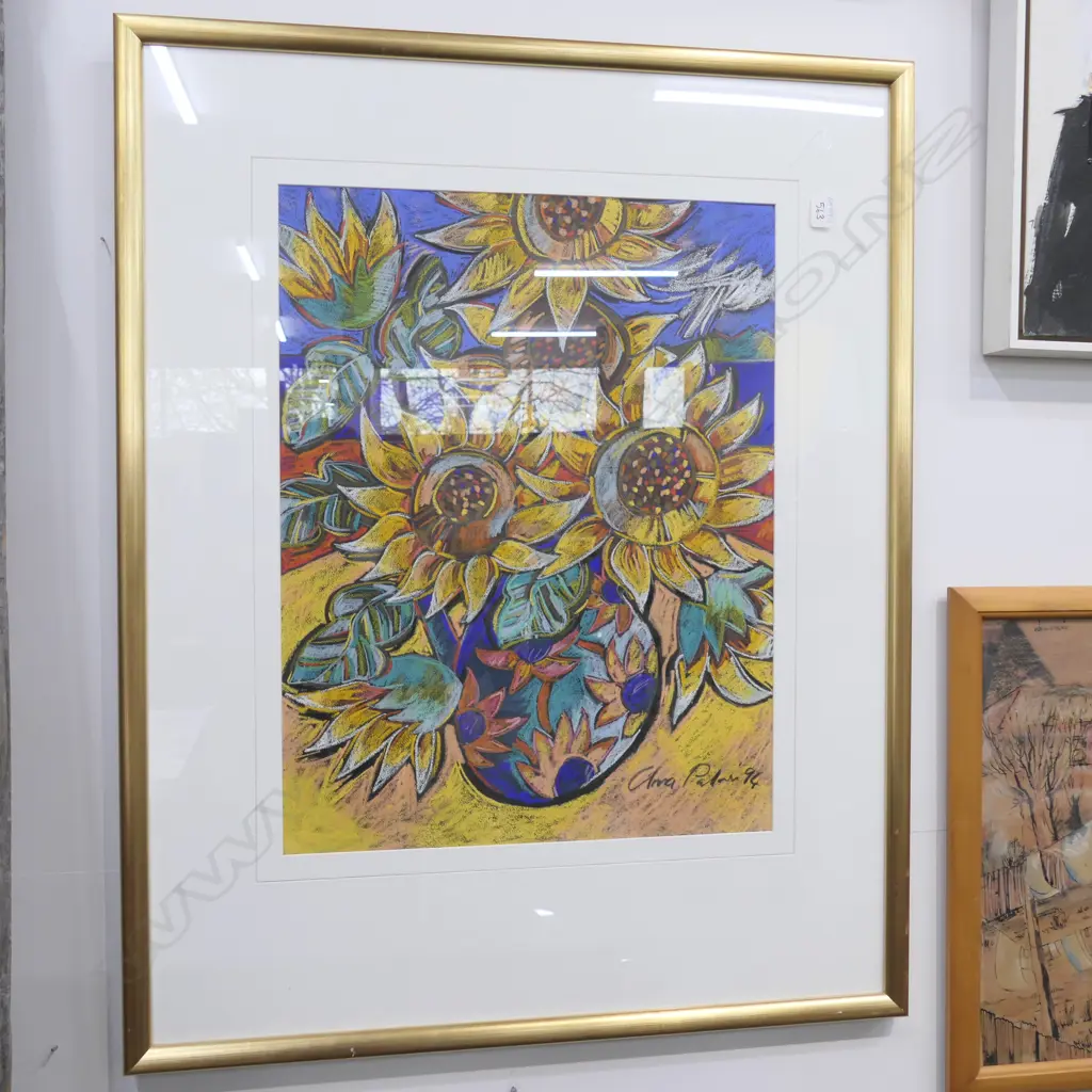 ANNA PALMER PASTEL 'SUNFLOWERS' 1994 640 X 484MM Image 1++