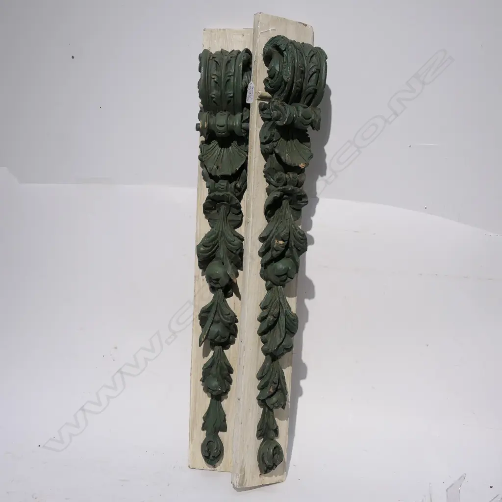 TWO CARVED WOODEN CORBELS H. 790MM Image 1++