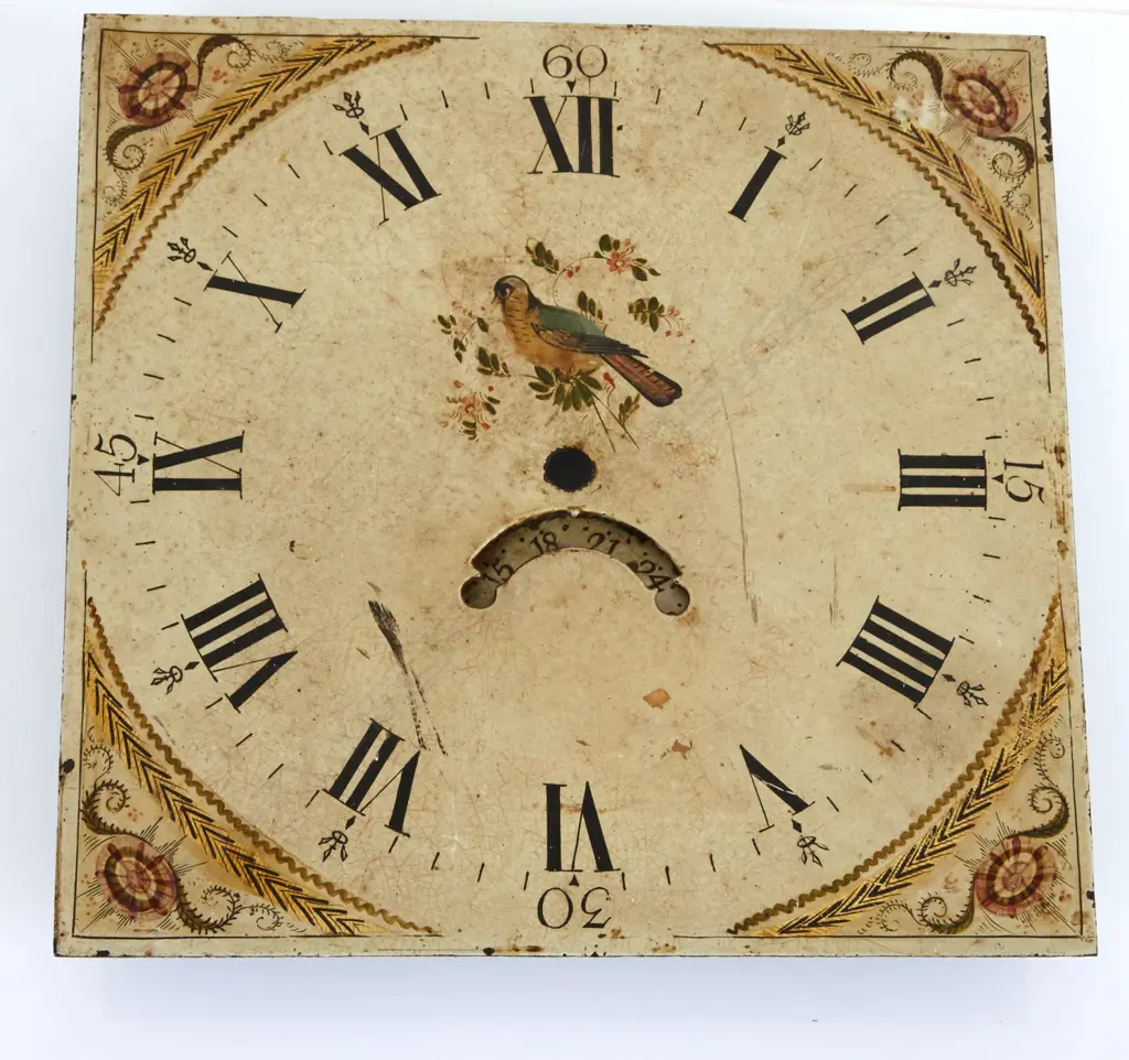 GEORGIAN HAND PAINTED ENAMEL CLOCKFACE W. 310MM Image 1++
