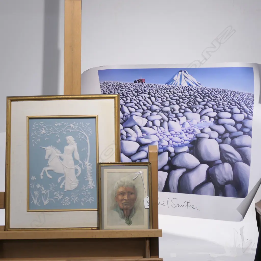 LITHOGRAPH MAORI WOMAN + FRAMED PORCELAIN PLAQUE BY MCMONIGLE + MICHAEL SMITHER POSTER Image 1++