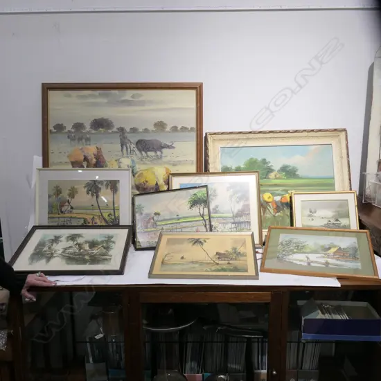 7 W/C'S + OILS - WORKERS / FISHERMEN ETC. LARGEST FRAME 825 X 835