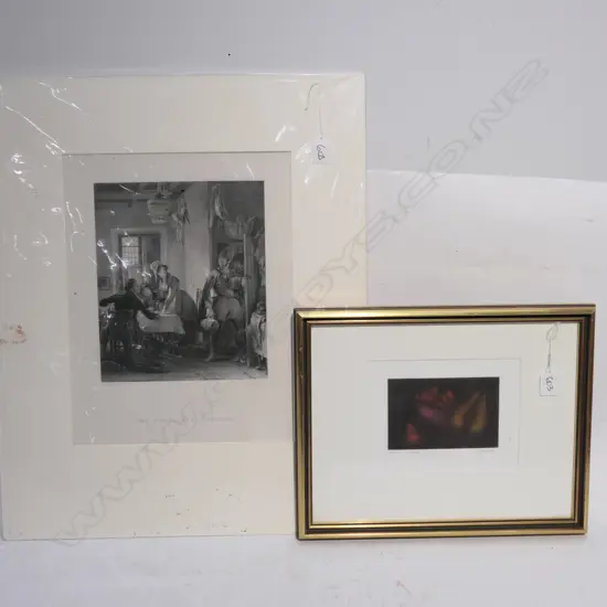 2 ARTWORKS: LAURENT SCHOLNUK MEZZOTINT & ENGRAVING