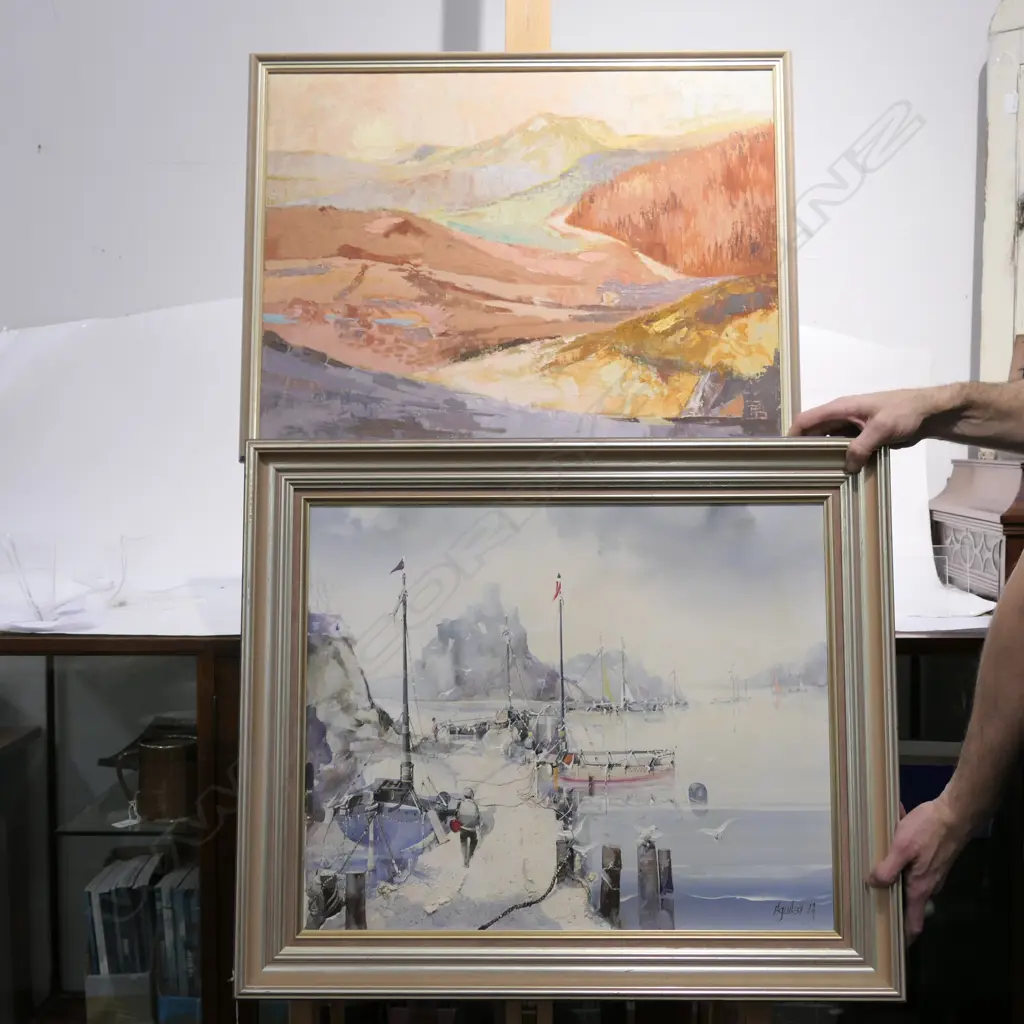 ABSTRACT LANDSCAPE OIL KERIKERI WHARF SCENE L.F 700X590 Image 1++