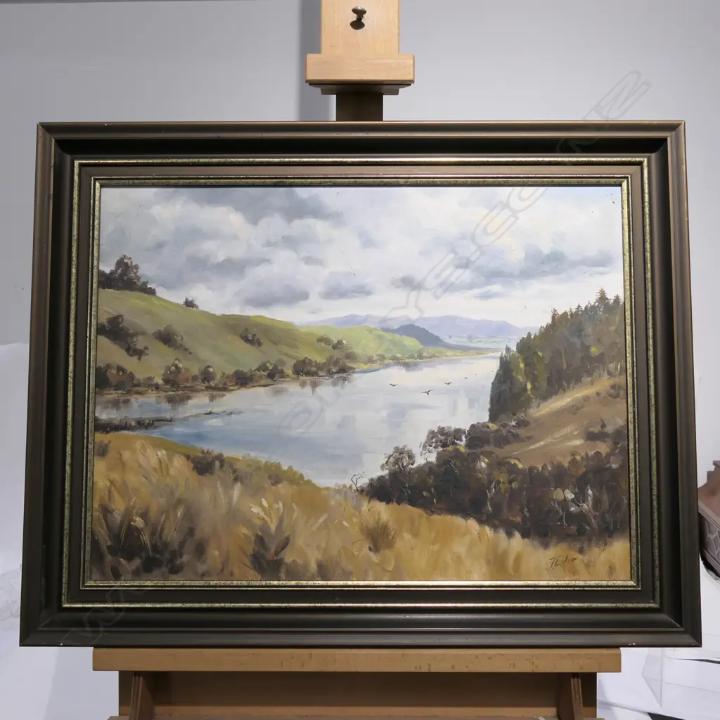 FRANK EDEN 'WAIKATO RIVER' OIL ON BOARD LANDSCAPE Image 1++