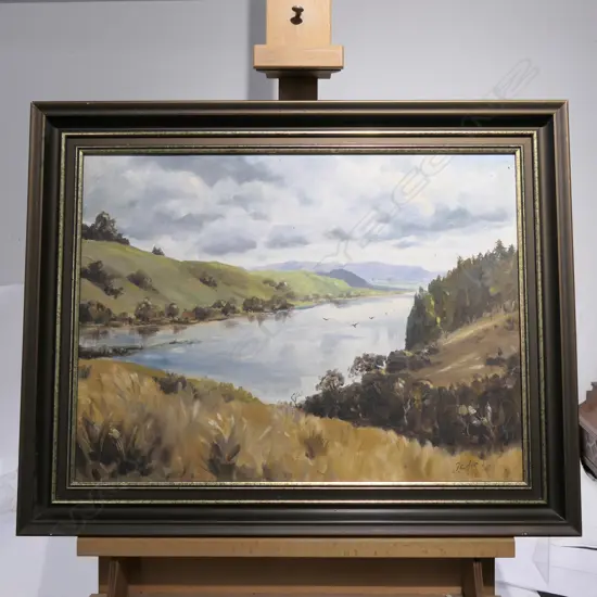 FRANK EDEN 'WAIKATO RIVER' OIL ON BOARD LANDSCAPE