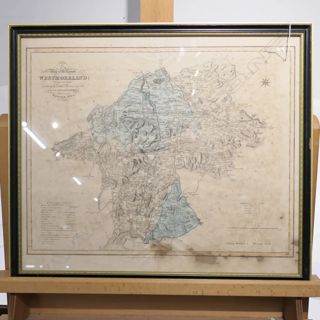 MAP of the COUNTY of WESTMORELAND, PUB BY DUNCAN, PATERNOSTER ROW, c.1833. 390 x 460mm Image 1++