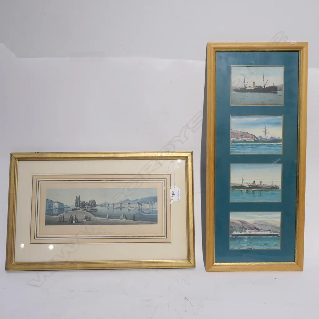 4 FRAMED NZ SHIP PRINTS/POSTCARDS? + GENEVE ENGRAVING Image 1++