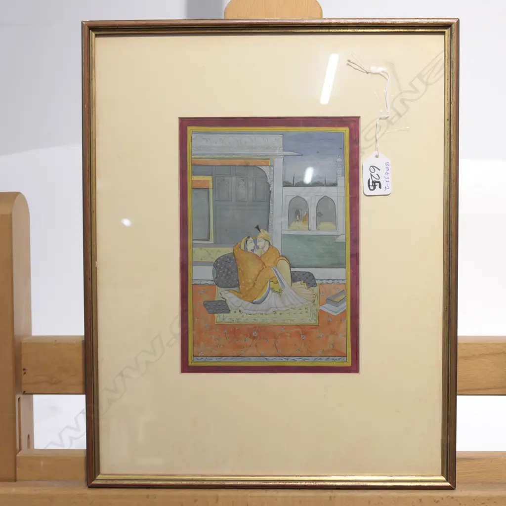 FRAMED MUGHAL INDIAN PAINTING / HINDU LOVERS  Image 1++
