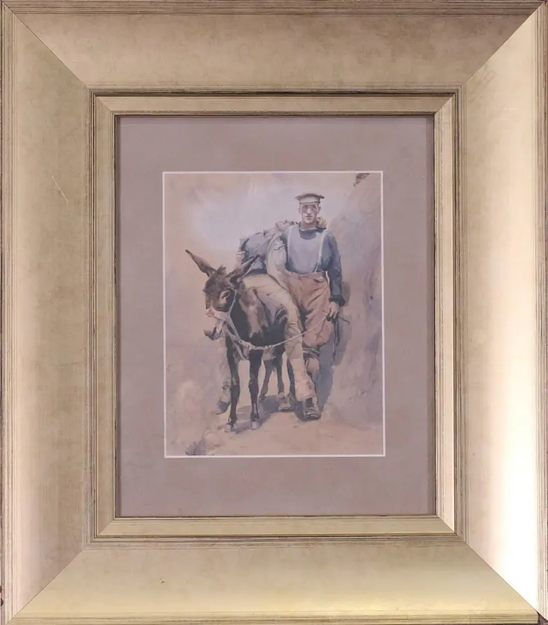 C1922 PRINT BY H MOORE JONES, 'SIMPSON AND HIS DONKEY', 170 X 130MM Image 1++