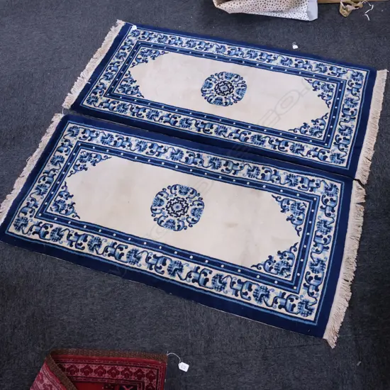 PAIR OF CHINESE SILK RUGS, 1500 X 700MM