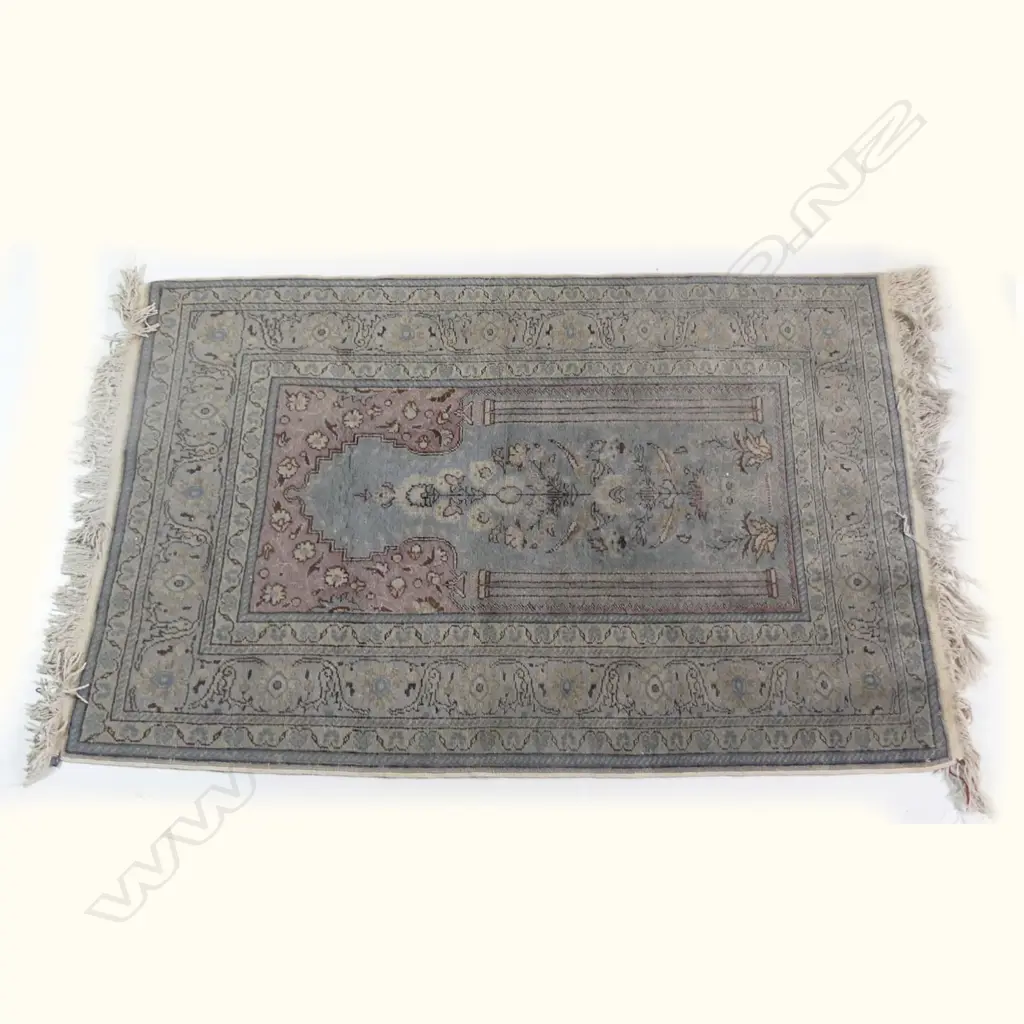 HAND KNOTTED RUG PRAYER RUG, GREEN TONES Image 1++