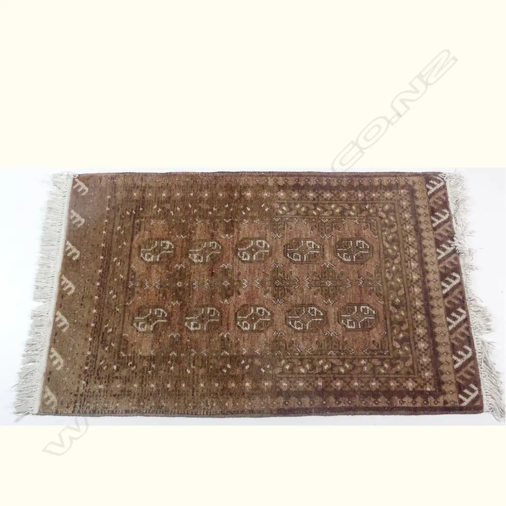 SMALL FADED HAND KNOTTED RUG, BROWN TONES Image 1++