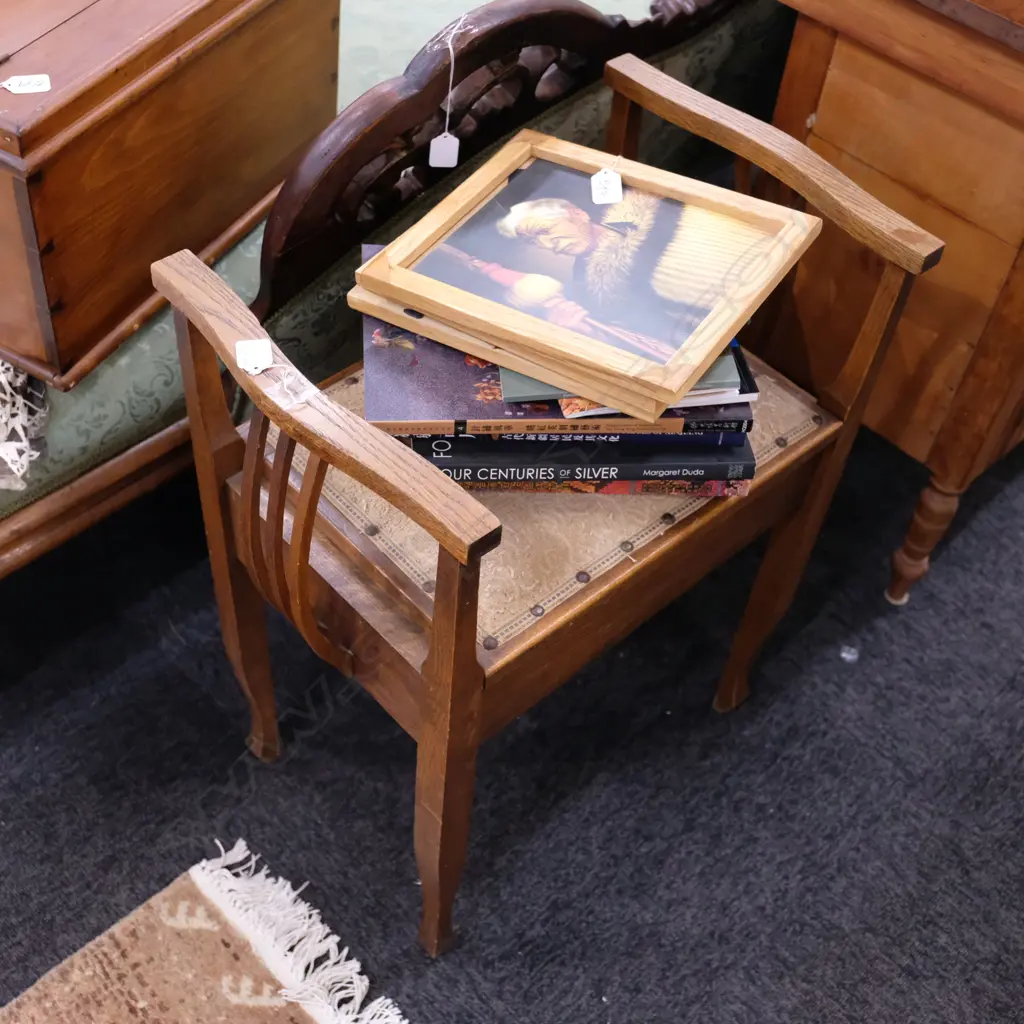 OAK EDW. PIANO STOOL L. 550MM Image 1++