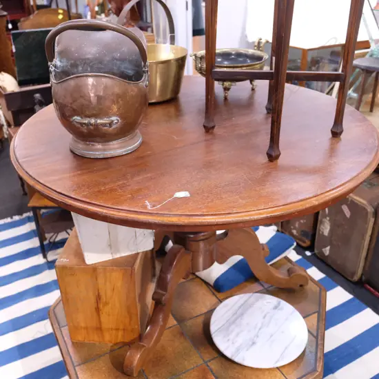 19THC MAHOGANY SUPPER TABLE D 1130 MM