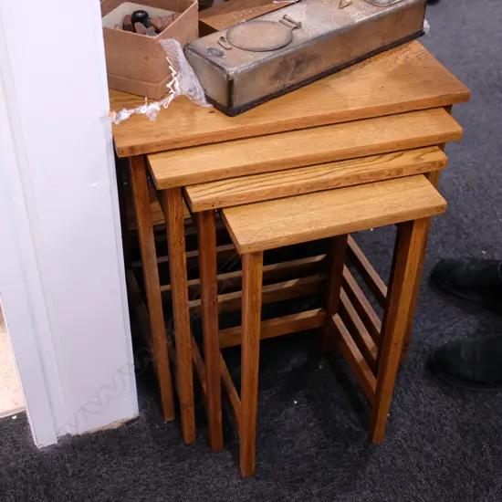 NEST 4 OAK SIDE-TABLES LARGEST 560 X 370MM