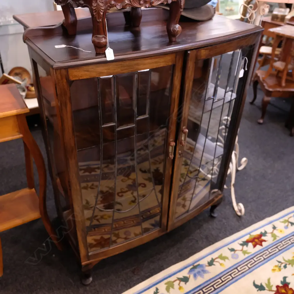 1940'S LEADLIGHT DISPLAY CABINET +KEY H. 1215mm Image 1++