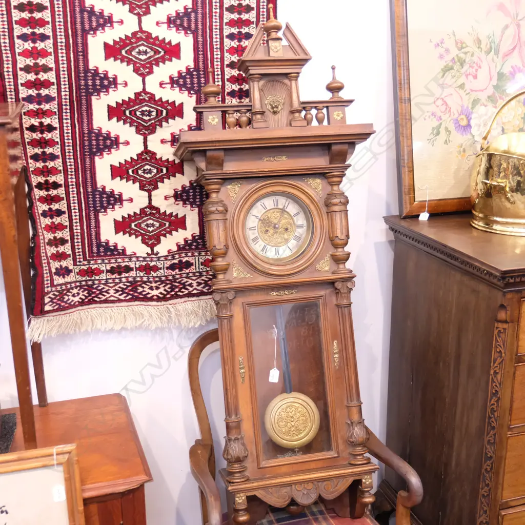 WALNUT FRAMED REGULATOR WALL CLOCK NO WEIGHTS H 1370 MM Image 1++