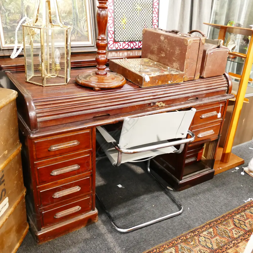 TWIN PEDESTAL ROLL TOP DESK Image 1++