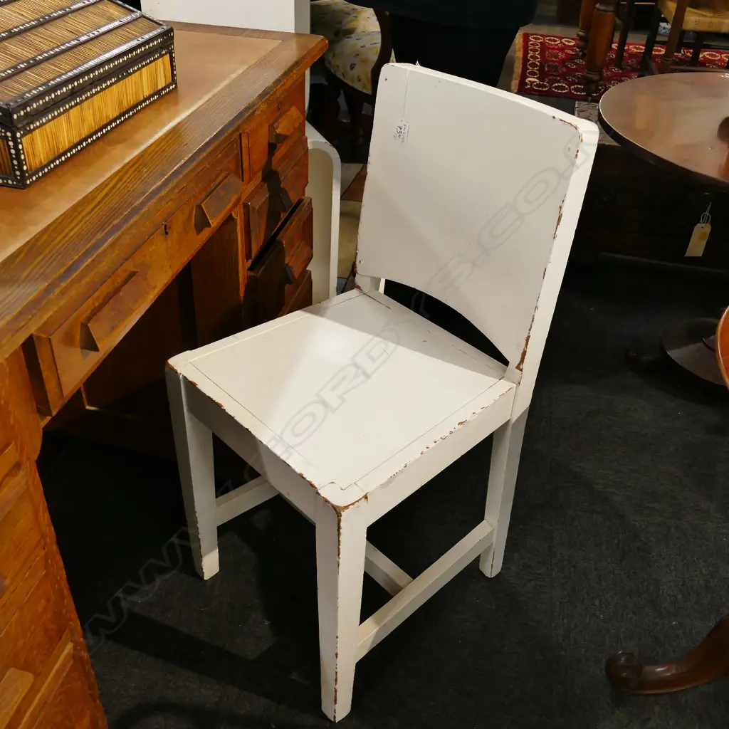 PR OF WHITE PAINTED CHAIRS EX SCHOOL DENTAL CLINIC Image 1++