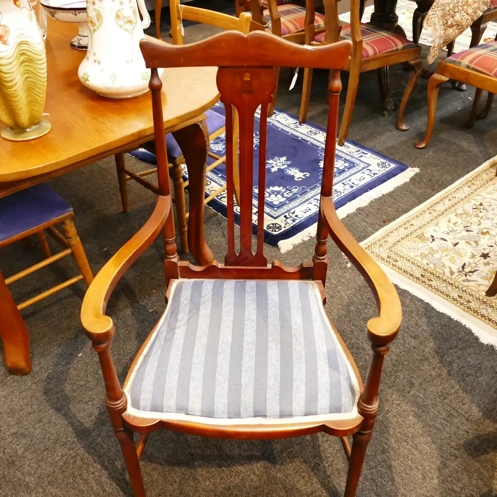 SHERATON REVIVAL INLAID CARVER CHAIR  Image 1++