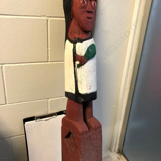 VINTAGE 20THC MAORI CARVED POST FEMALE FIGURE