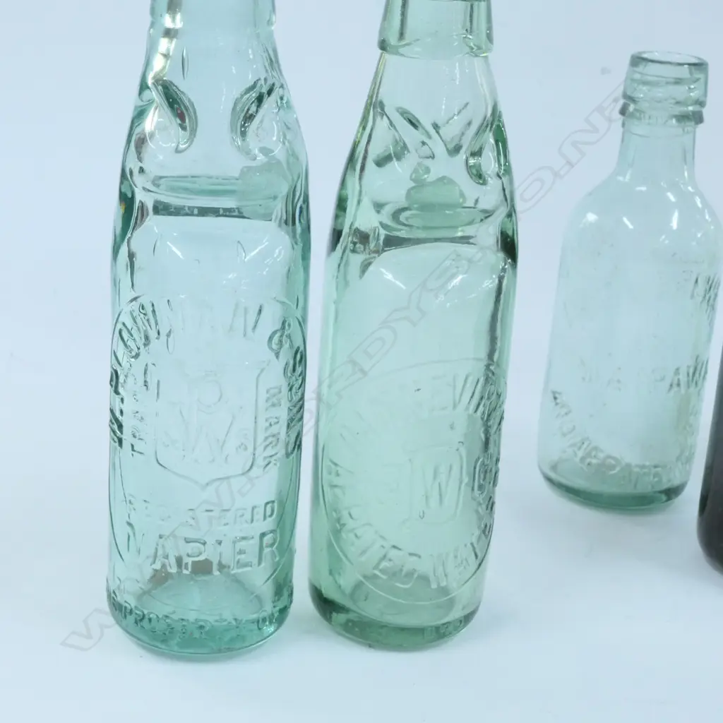 5 OLD GLASS BOTTLES:  Image 1++