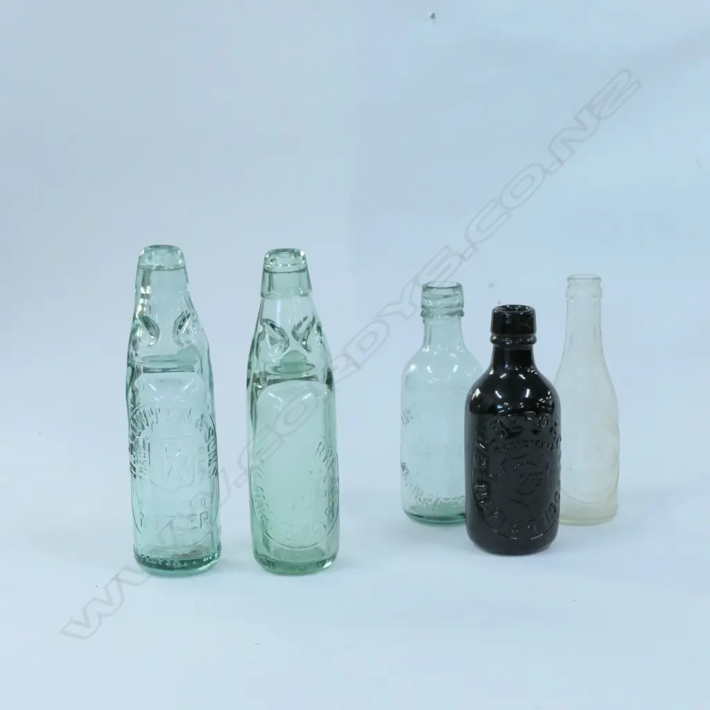 5 OLD GLASS BOTTLES:  Image 1++