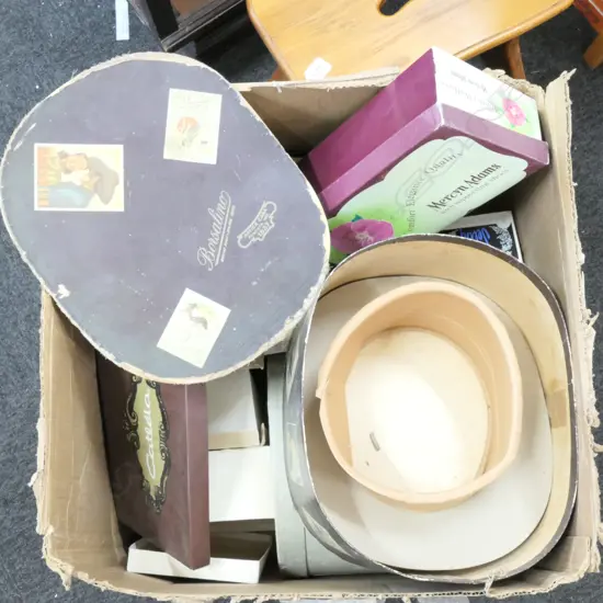 LOT ASST VINTAGE SHOE AND HAT BOXES