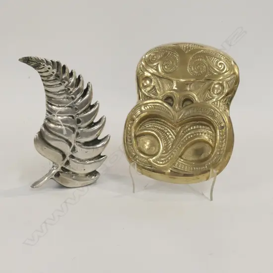 METAL WHETU TIKI FACE AND SILVERFERN 