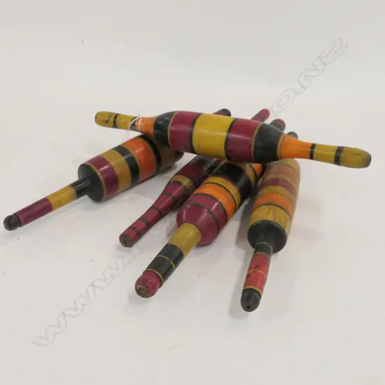 5 OLD INDIAN BREAD ROLLERS PAINTED STRIPES