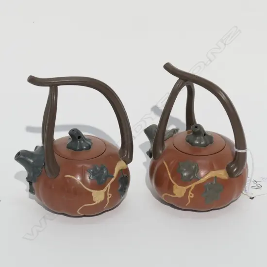 2 RED WARE TEAPOTS H 100 MM