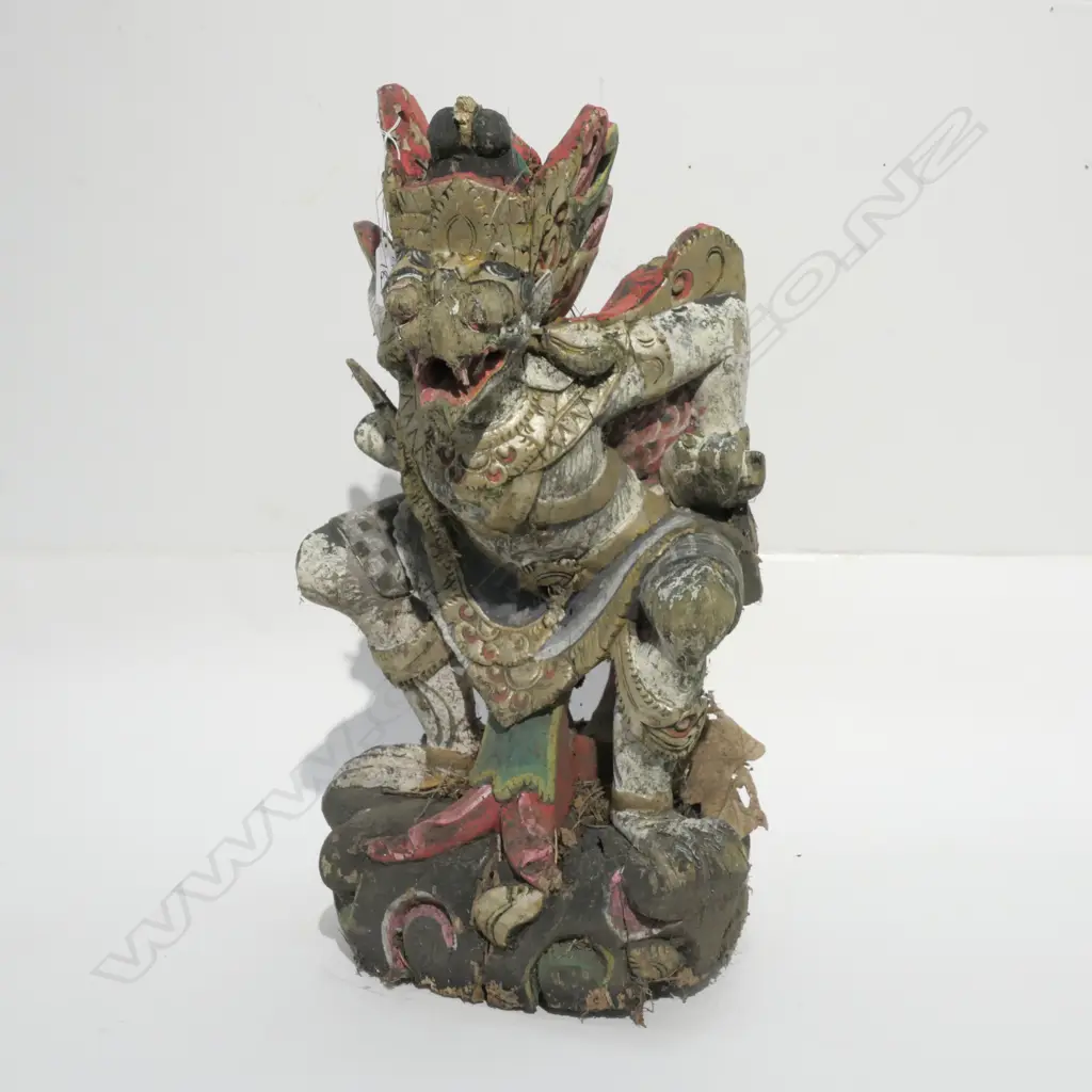 CARVED WOODEN INDONESIAN FIGURE H. 440MM Image 1++