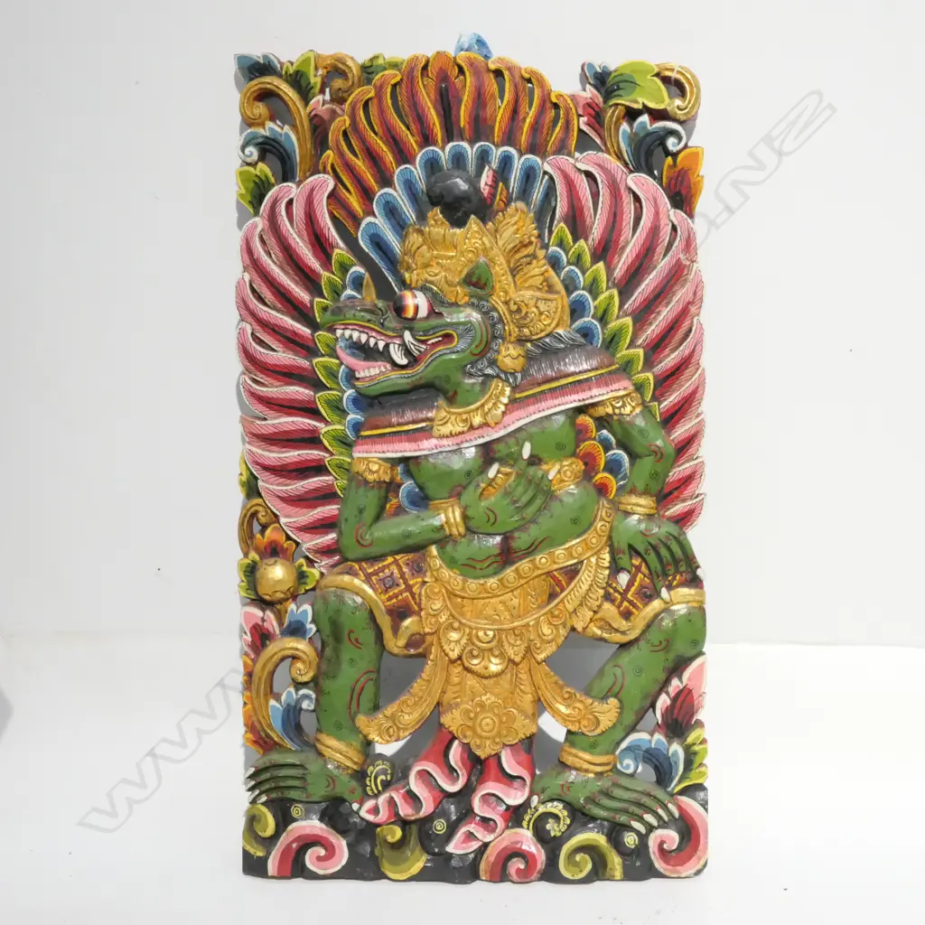CARVED WOODEN INDONESIAN WALL PANEL H. 730MM Image 1++