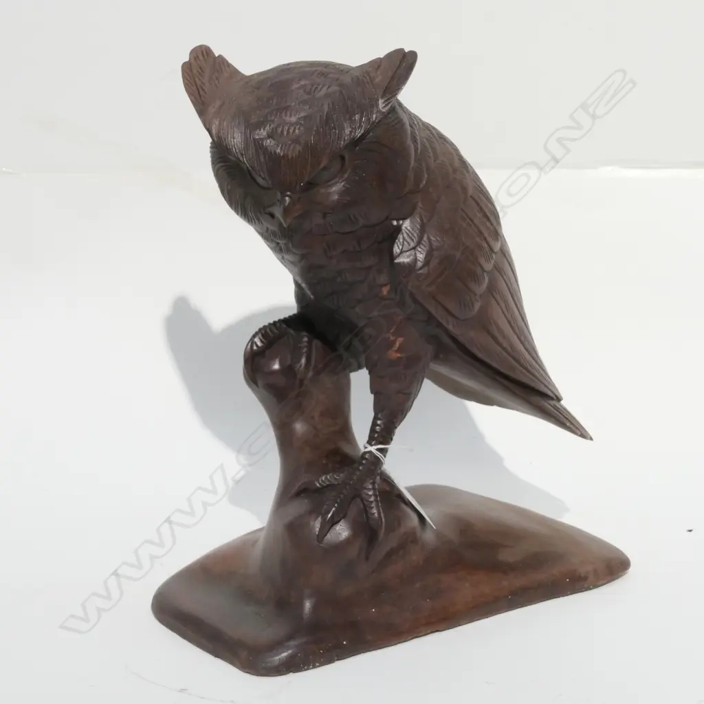 CARVED WOODEN OWL H. 300MM Image 1++