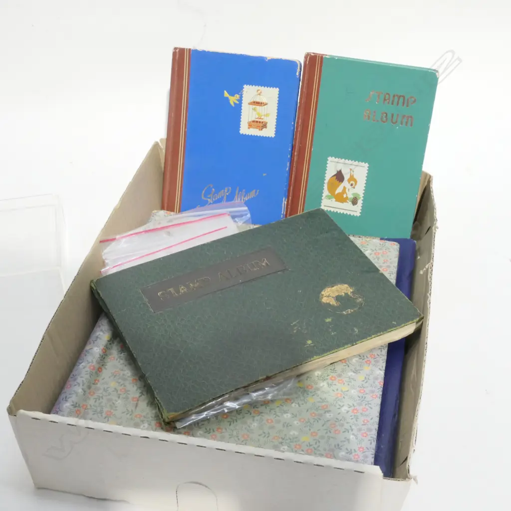 BOX ASST STAMP ALBUMS ETC Image 1++
