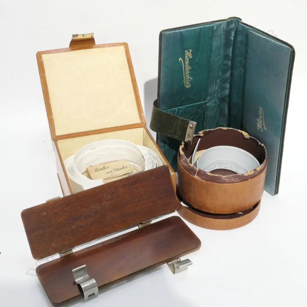 COLLAR BOXES WITH COLLARS / TIE PRESS ETC Image 1++