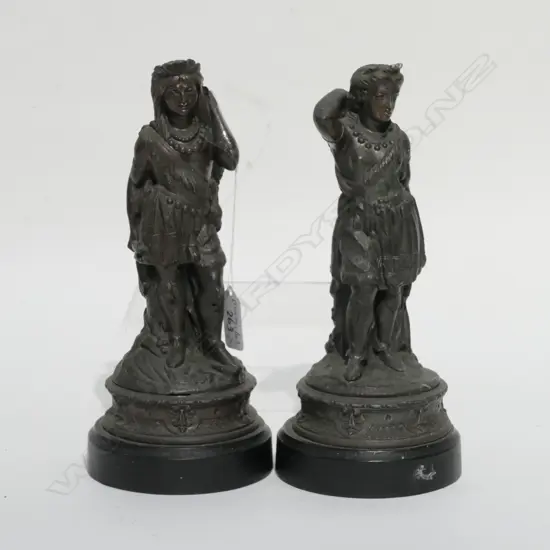 TWO BRONZED SPELTER FIGURES H. 220