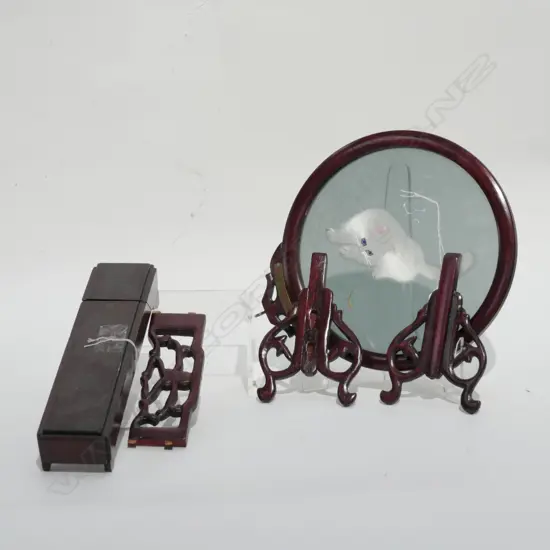 CASED CHOPSTICKS AND CAT TABLE SCREEN