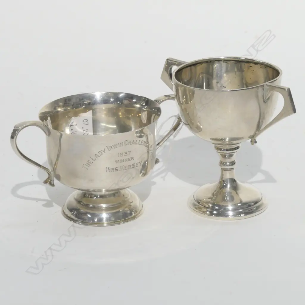 2  SMALL SILVER  TROPHY CUPS 1.83 GMS  Image 1++