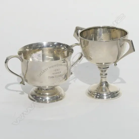 2  SMALL SILVER  TROPHY CUPS 1.83 GMS 