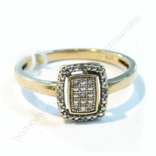 9CT DIAMOND RING 2.08GMS RECTANGULAR PANEL