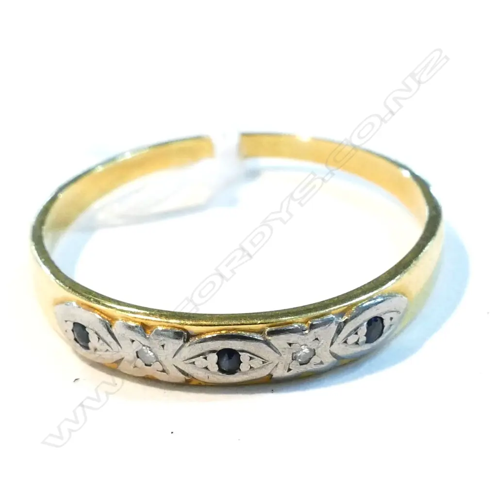 18CT GOLD SAPPHIRE,DIAMOND ETERNITY RING 3gm (E30) Image 1++