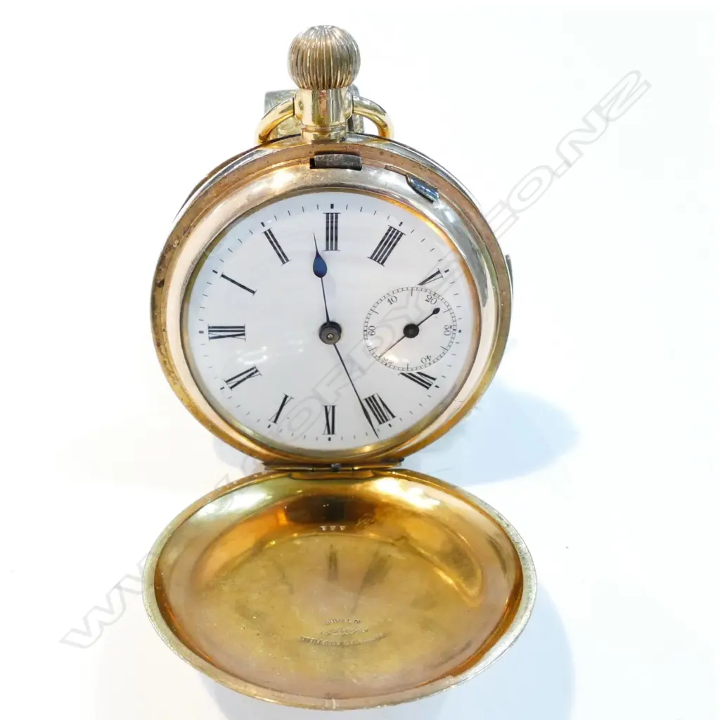 GOLD PLATED REPEATER FULL HUNTER POCKET WATCH WORKING Image 1++