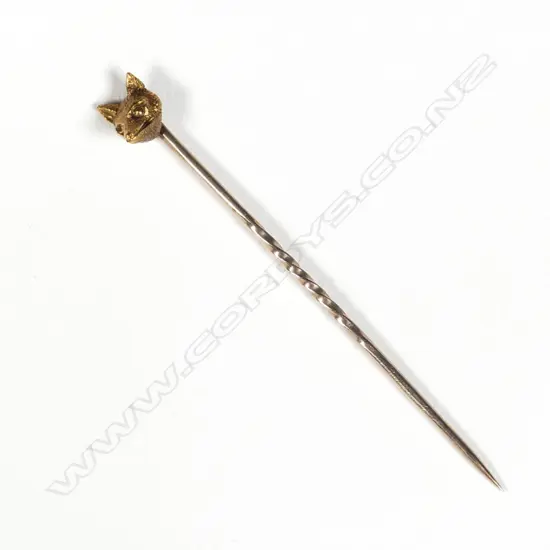 9CT GOLD FOX HEAD STICK PIN 