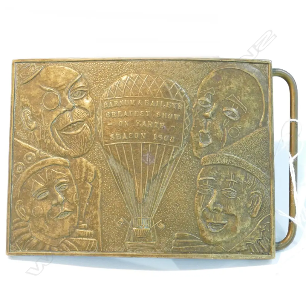 BRASS BELT BUCKLE MARKED TIFFANY W. 105MM Image 1++