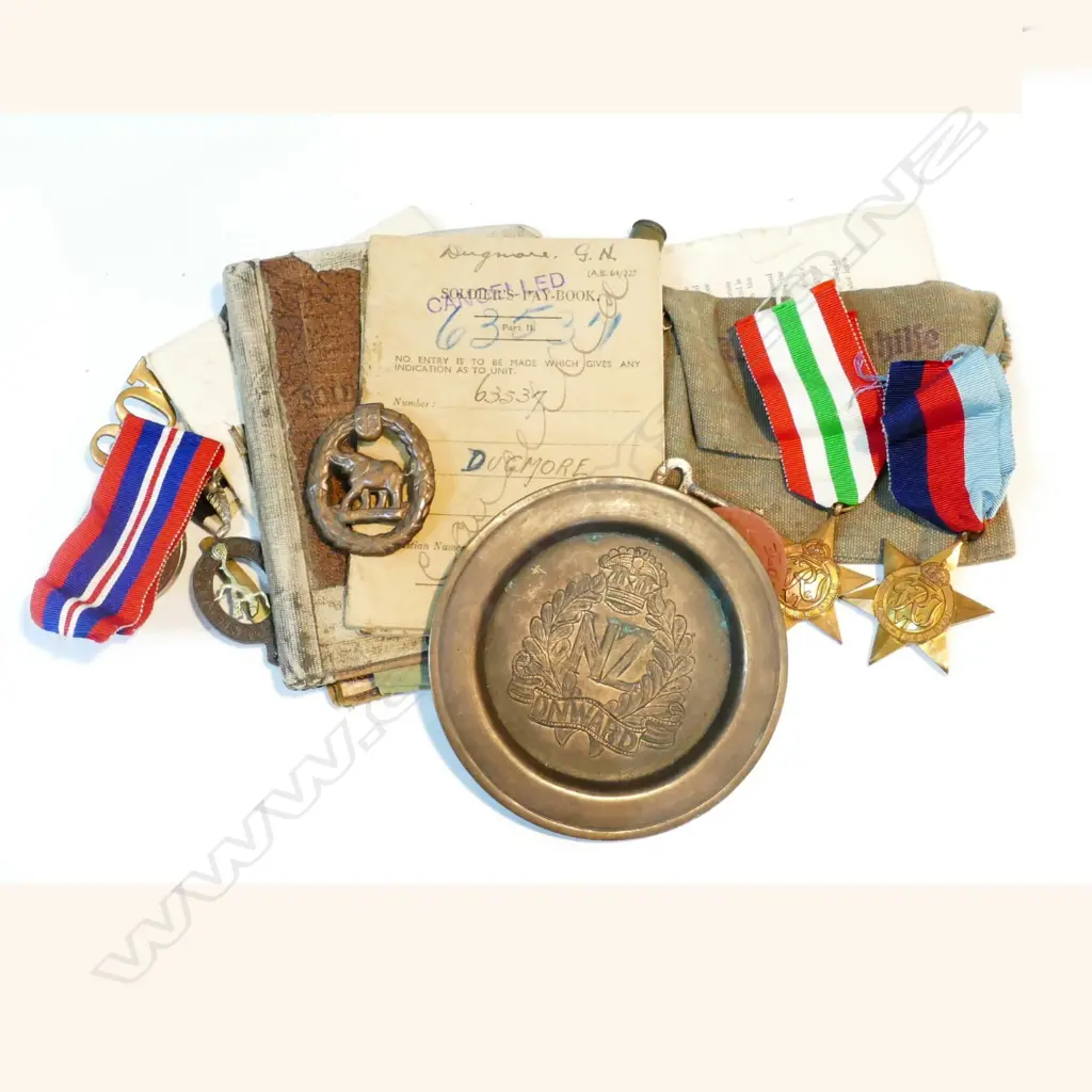 FOUR WWII NZ SERVICE MEDALS, ETC Image 1++
