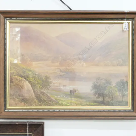 J SCOTT 19THC W/C PAINTING SCOTTISH HIGHLAND VALLEY