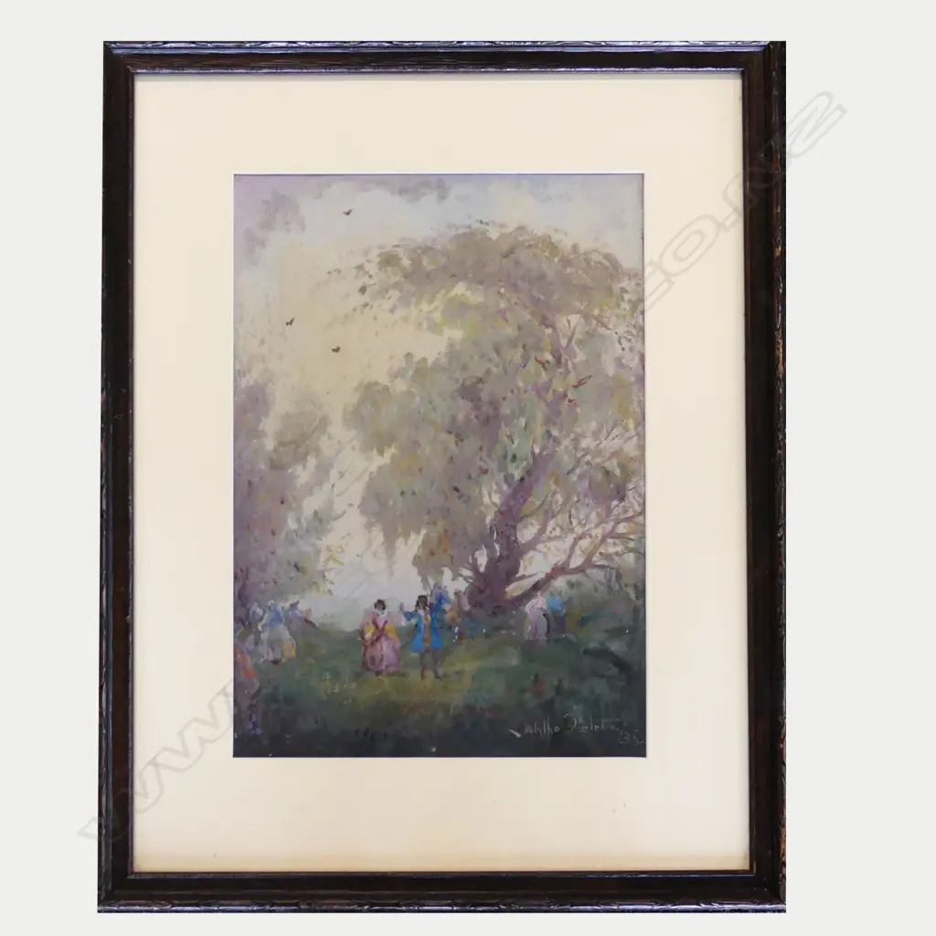 BLYTHE FLETCHER GOUACHE PAINTING DANCERS OUTDOOR Image 1++